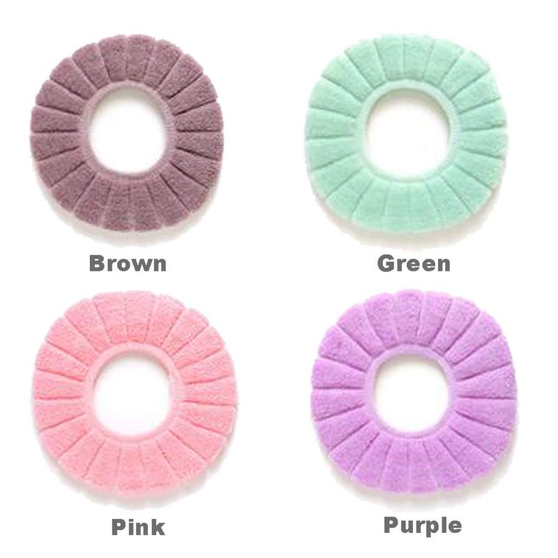Renashed 4 Pcs Soft Toilet Seat Cover Pad Thicker Washable Cloth Different Colors - Image 2